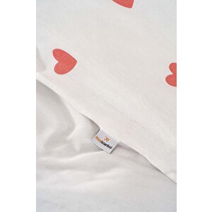 Kırmızı Kalpli Çift Kişilik Nevresim Takımı Pamuklu