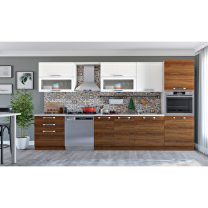 Vegas 341 Ankastre Mutfak Teak & Beyaz 341 Cm Tezgah Hariç