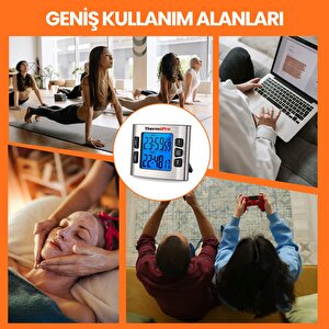 Thermopro Tm02 Mutfak, Spor, Ders Için Alarmlı, Işıklı, Çift Geri Sayımlı Kronometre Ve Dijital Saat