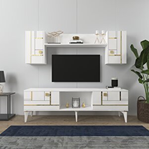 Madera 150 Cm Tv Üni̇tesi̇ Takimi Beyaz-Altın Beyaz gold