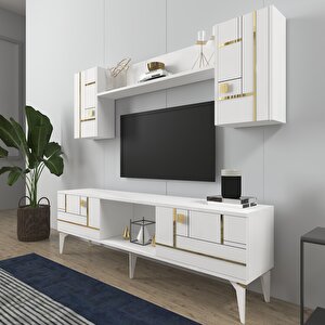 Madera 150 Cm Tv Üni̇tesi̇ Takimi Beyaz-Altın Beyaz gold