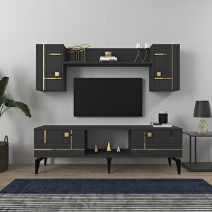 Madera 150 Cm Tv Üni̇tesi̇ Takimi Antrasit-Altın Antrasit Gold