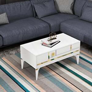 Madera Orta Sehpa Beyaz-Altın Beyaz gold