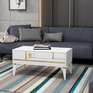 Madera Orta Sehpa Beyaz-Altın Beyaz gold