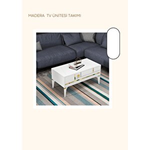 Madera Orta Sehpa Beyaz-Altın