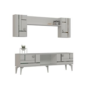 Madera 150 Cm Tv Üni̇tesi̇ Takimi Beyaz-Gümüş Beyaz Silver