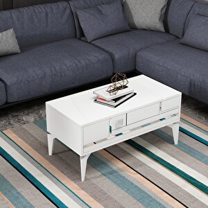 Madera Orta Sehpa Beyaz-Gümüş Beyaz Silver