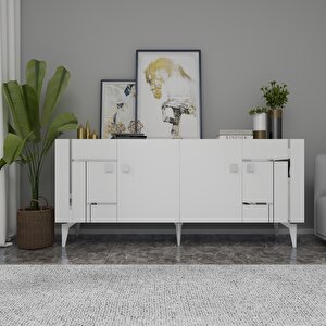 Madera Konsol Beyaz-Gümüş Beyaz Silver