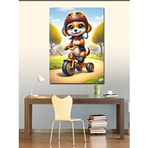 Kanvas Tablo Bisikletli Köpek 70x100 cm