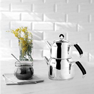 Çelik Çaydanlık Takımı Seti Modern Mini