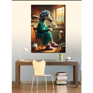Kanvas Tablo Mutfakta Oturan Bornozlu At 50x70 cm