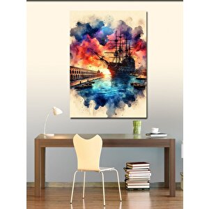 Kanvas Tablo İskeledeki Gemi 100x140 cm