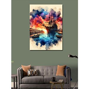 Kanvas Tablo İskeledeki Gemi 100x140 cm