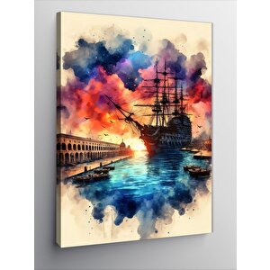 Kanvas Tablo İskeledeki Gemi 70x100 cm