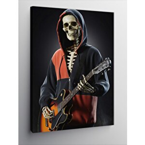 Kanvas Tablo Gitar Çalan Kapşonlu İskelet 100x140 cm