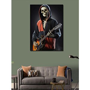 Kanvas Tablo Gitar Çalan Kapşonlu İskelet 100x140 cm