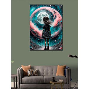 Kanvas Tablo Küçük Kız Ve Gezegenler 50x70 cm