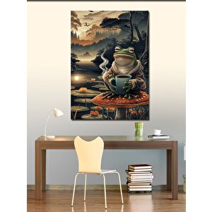 Kanvas Tablo Kahve İçen Kurbağa 100x140 cm