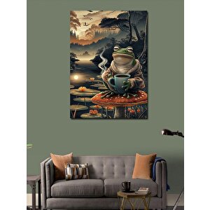 Kanvas Tablo Kahve İçen Kurbağa 100x140 cm