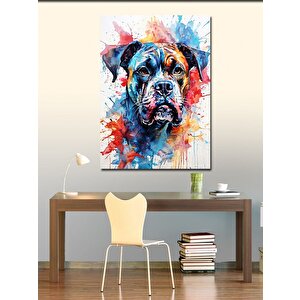 Kanvas Tablo Sulu Boya Renkli Köpek 50x70 cm