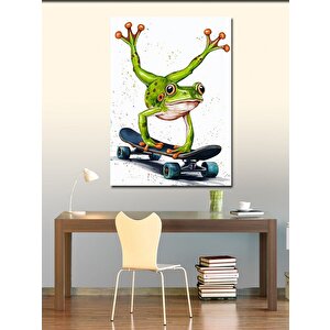 Kanvas Tablo Kaykay Yapan Kurbağa 70x100 cm