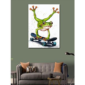 Kanvas Tablo Kaykay Yapan Kurbağa 70x100 cm