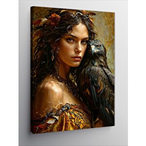 Kanvas Tablo Kadın Ve Kuş 50x70 cm