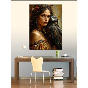 Kanvas Tablo Kadın Ve Kuş 50x70 cm