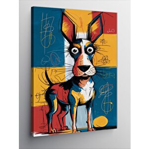 Kanvas Tablo Renkli Köpek Çizim 70x100 cm