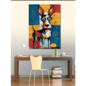 Kanvas Tablo Renkli Köpek Çizim 70x100 cm