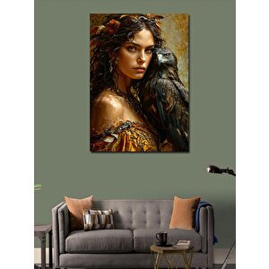 Kanvas Tablo Kadın Ve Kuş 100x140 cm