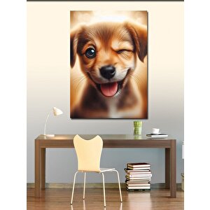 Kanvas Tablo Göz Kırpan Köpek 50x70 cm