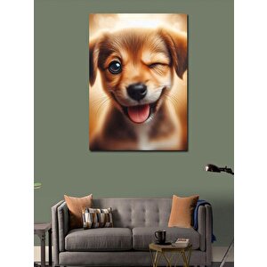 Kanvas Tablo Göz Kırpan Köpek 50x70 cm