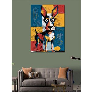 Kanvas Tablo Renkli Köpek Çizim 100x140 cm