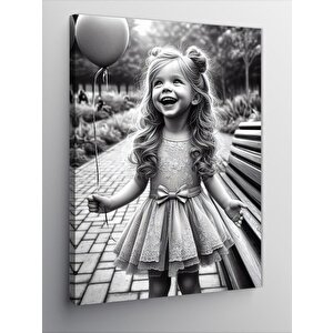 Kanvas Tablo Balonlu Sevimli Küçük Kız 70x100 cm