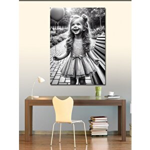 Kanvas Tablo Balonlu Sevimli Küçük Kız 70x100 cm
