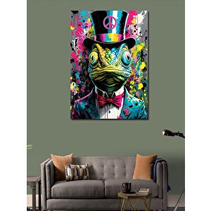 Kanvas Tablo Takım Elbiseli Kurbağa 50x70 cm