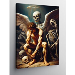 Kanvas Tablo Melek Ve İskelet 100x140 cm