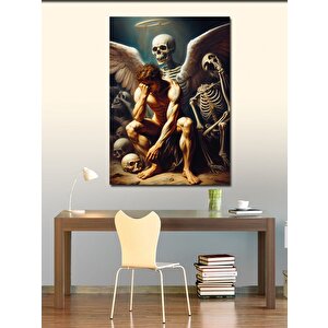 Kanvas Tablo Melek Ve İskelet 100x140 cm