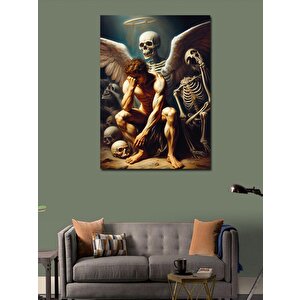 Kanvas Tablo Melek Ve İskelet 100x140 cm