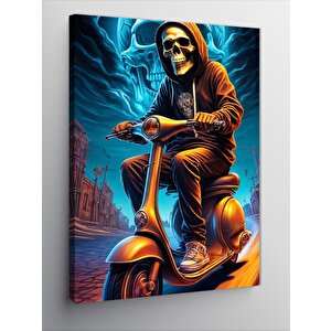 Kanvas Tablo Motosiklet Kullanan İskelet 70x100 cm