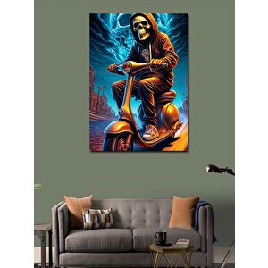 Kanvas Tablo Motosiklet Kullanan İskelet 70x100 cm