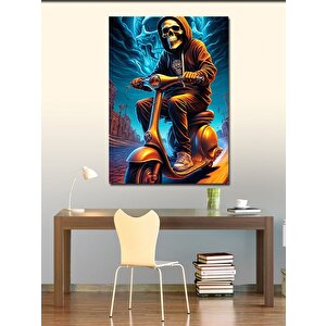 Kanvas Tablo Motosiklet Kullanan İskelet 50x70 cm