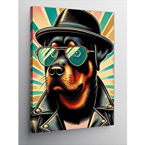 Kanvas Tablo Şapkalı Gözlüklü Köpek 70x100 cm
