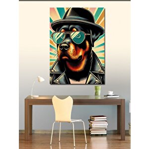 Kanvas Tablo Şapkalı Gözlüklü Köpek 70x100 cm
