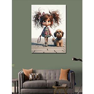 Kanvas Tablo Küçük Kız Ve Köpeği 100x140 cm