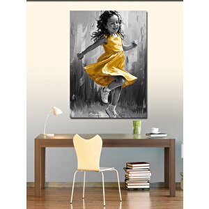 Kanvas Tablo Sarı Elbiseli Küçük Kız 50x70 cm