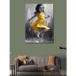 Kanvas Tablo Sarı Elbiseli Küçük Kız 100x140 cm