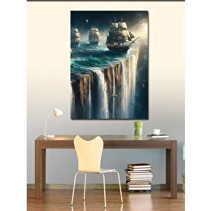 Kanvas Tablo Şelalenin Üzerindeki Yelkenli Gemiler 100x140 cm