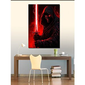 Kanvas Tablo Kırmızı Kılıçlı Kapşonlu İskelet 50x70 cm